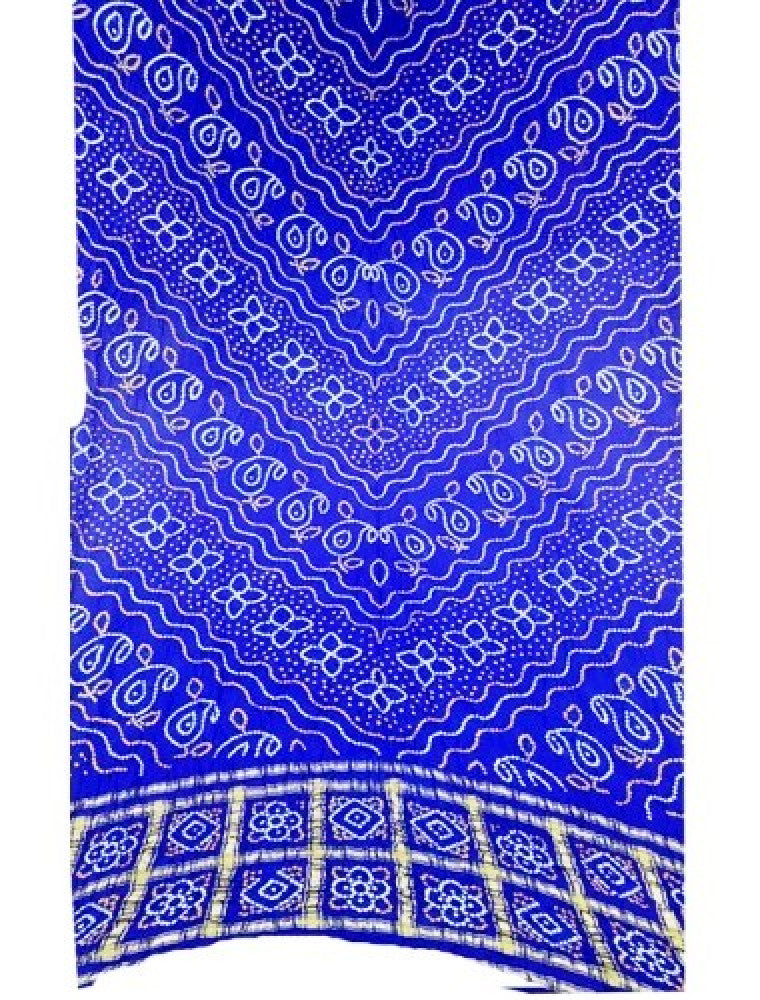 Jamnagar Bandhani Handloom Designer Gaji Silk Blue Dupatta for Women