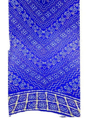Jamnagar Bandhani Handloom Designer Gaji Silk Blue Dupatta for Women