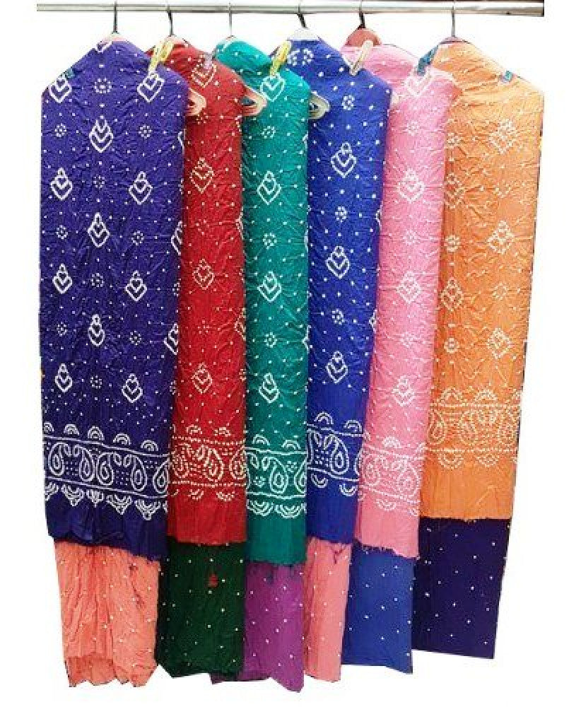 Traditional Handloom Jamnagar Bandhani Rayon Fabric Bandhani Dress Material for Women