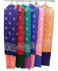 Traditional Handloom Jamnagar Bandhani Rayon Fabric Bandhani Dress Material for Women