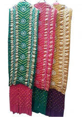 Traditional Handloom Jamnagar Bandhani Georgette Dupatta In Multicolour for Women