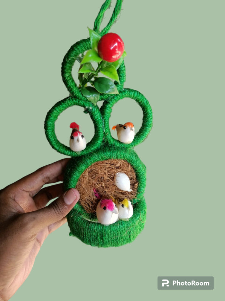 Jute Nest Wall Hanging Green