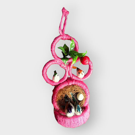 Jute Nest Wall Hanging Pink