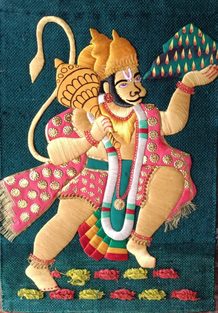 Jute Wall Hanging of Hanuman