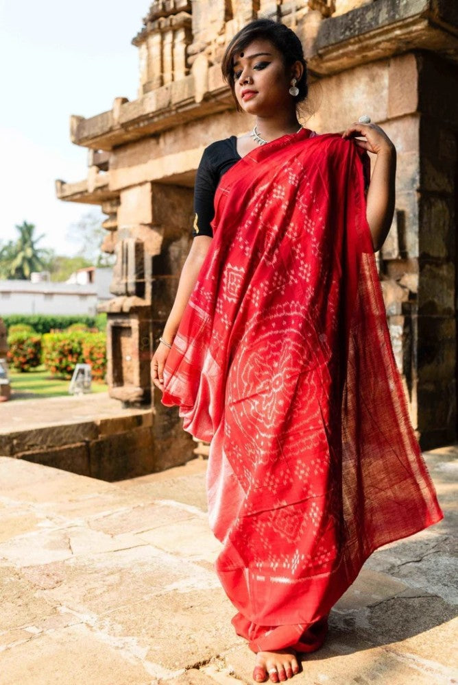 Kargil Kumbha Pink Odisha Ikkat Saree