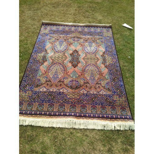 Kashmir Hand Knotted Pure Silk Blue Luxury Carpet