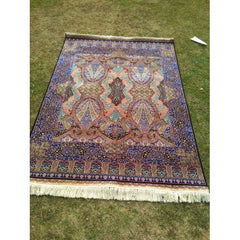 Kashmir Hand Knotted Pure Silk Blue Luxury Carpet