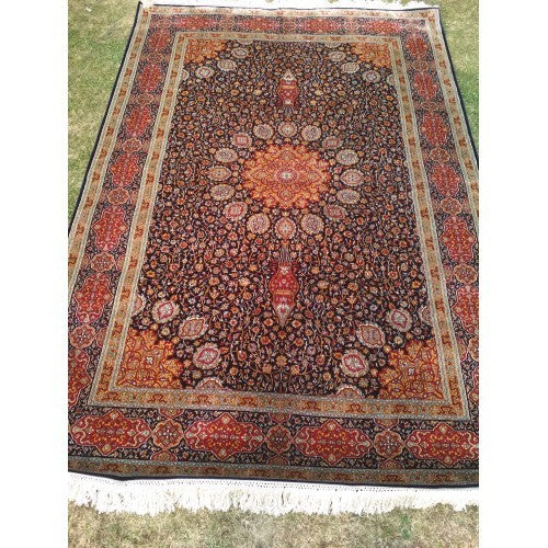 Multicolor Luxury Kashmiri Hand Knotted Pure Silk Carpet