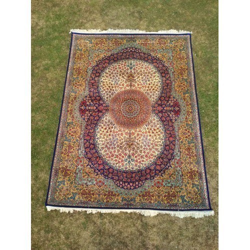 Multicolor Floral Kashmiri Hand Knotted Pure Silk Carpet