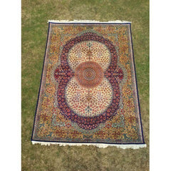 Multicolor Floral Kashmiri Hand Knotted Pure Silk Carpet