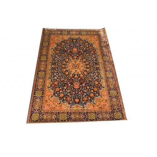Brightful Yellow Colour Floral Designer Kashmiri Hand Knotted Carpet (4x6 Ft) For Home Deco