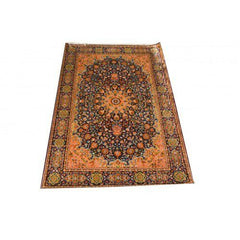 Brightful Yellow Colour Floral Designer Kashmiri Hand Knotted Carpet (4x6 Ft) For Home Deco