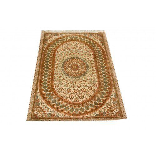 Beautiful Leaf Designer Kashmiri Hand Knotted Carpet (4x6 Ft) For Home Décor