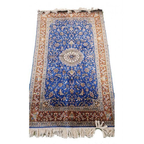 Traditional Handicraft Kashmiri Hand Knotted Beautiful Violet & Golden Colour Carpet For Home Décor