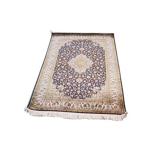 Traditional Handicraft Kashmiri Hand Knotted Beautiful Golden & Wine Colour Carpet For Home Decor