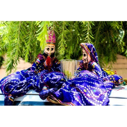 Handcrafted Colourful Wooden Blue Colour Puppet Kathputli Of Rajasthan in Pair