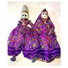 Handcrafted Traditional Beautiful Wooden Face String Puppet Kathputli Pair