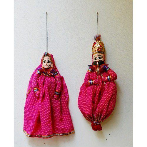 Traditional Handicraft Pink Couple Pair Kathputli Making Of Rajasthan