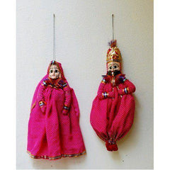 Traditional Handicraft Pink Couple Pair Kathputli Making Of Rajasthan