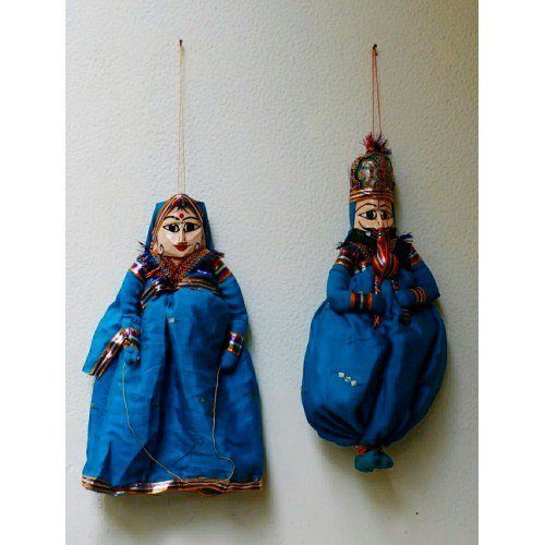 Handicraft Blue Couple Kathputli Making Of Rajasthan