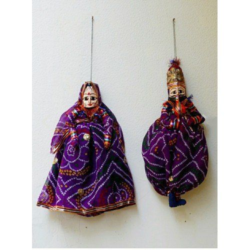 Traditional Handicraft Beautiful Purple Couple Pair Kathputli Making Of Rajasthan For Home Decoratio