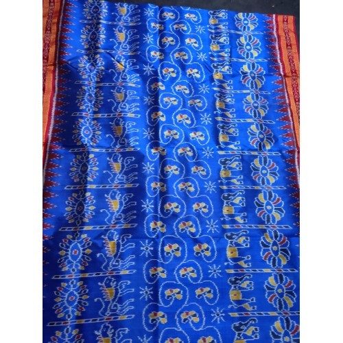 Amazing Blue Tribal Pattern Khandua Silk Saree for Women