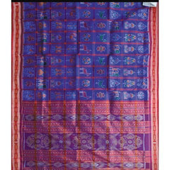 Beautiful Block Pattern Khandua Violet Silk Saree with Tribal Design for Women
