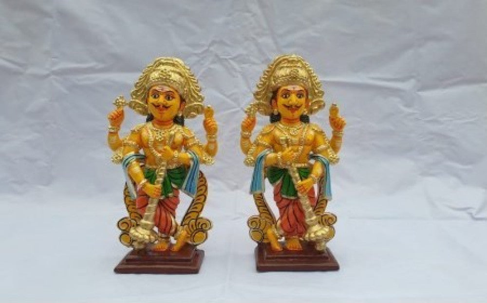 Handmade God Pair Wooden Statue Kinhal Toys For Decoration