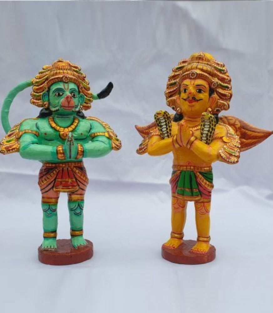 Handmade Wooden Kinhal Toy Hanuman Garuda Standing Statue