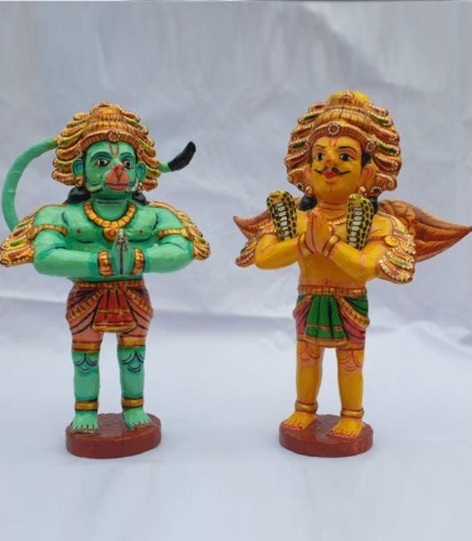Handmade Wooden Kinhal Toy Hanuman Garuda Standing Statue