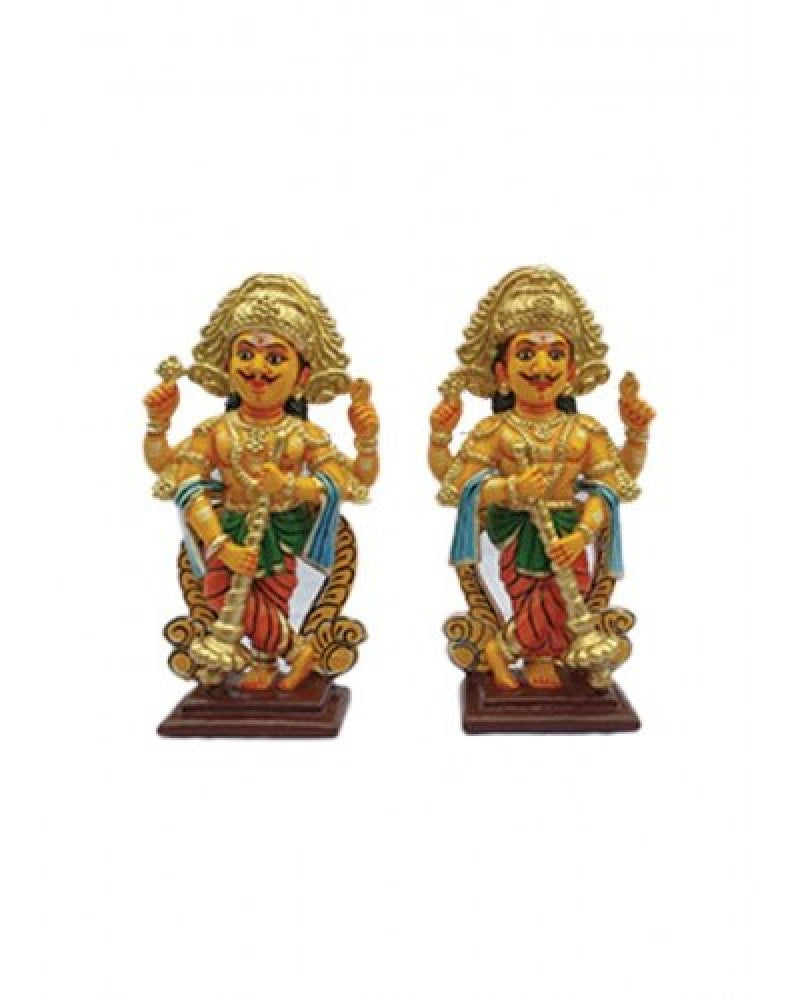 Handicrafted God Wooden Statue Pair Kinhal Toys for Decoration