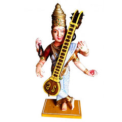 Kinhal Toy Wooden Handcrafted Goddess Saraswati with Veena Statue
