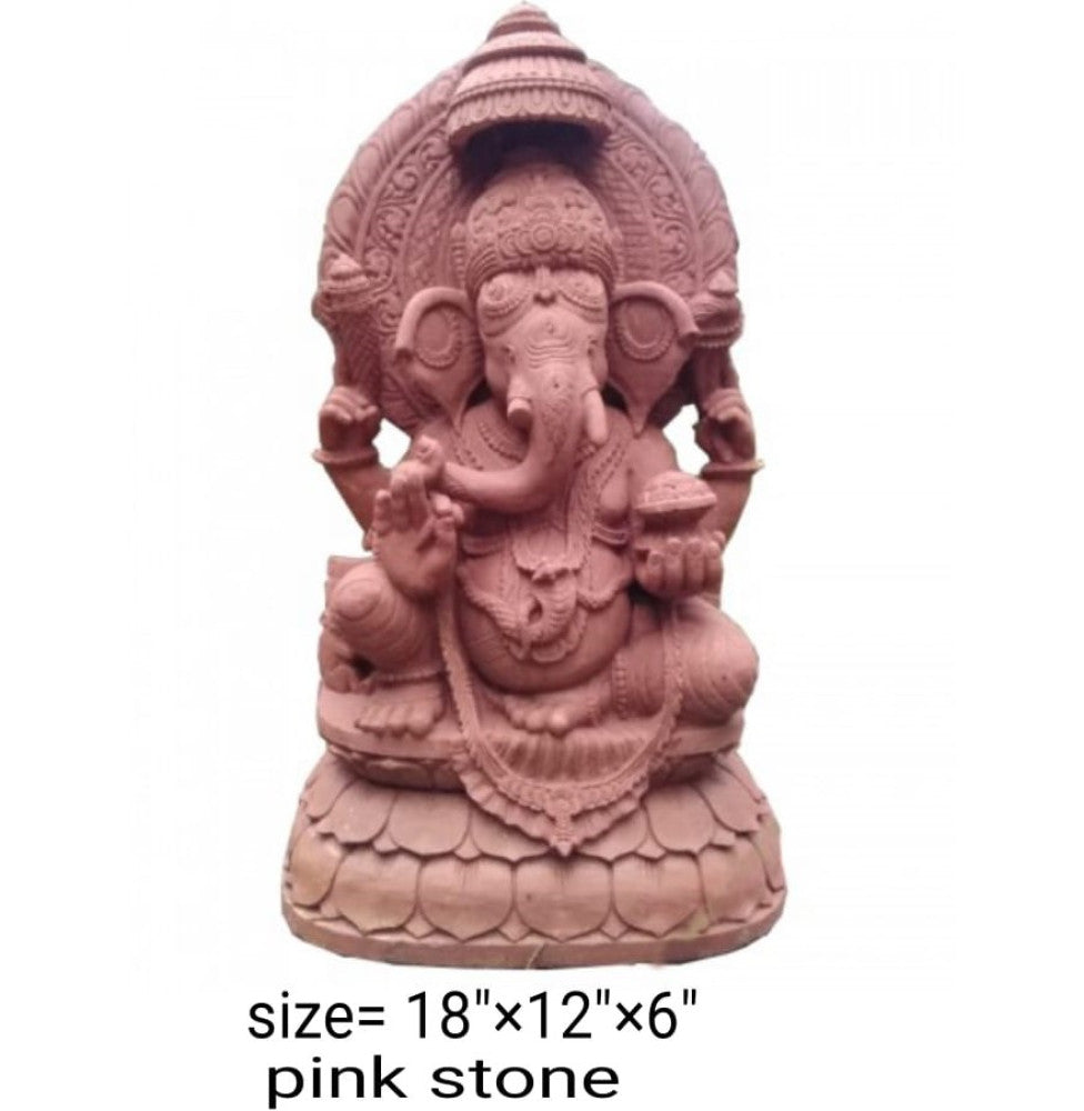 Ancient Artwork Of Konark Pink Stone Carving Of Lord Ganesha