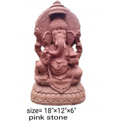 Ancient Artwork Of Konark Pink Stone Carving Of Lord Ganesha
