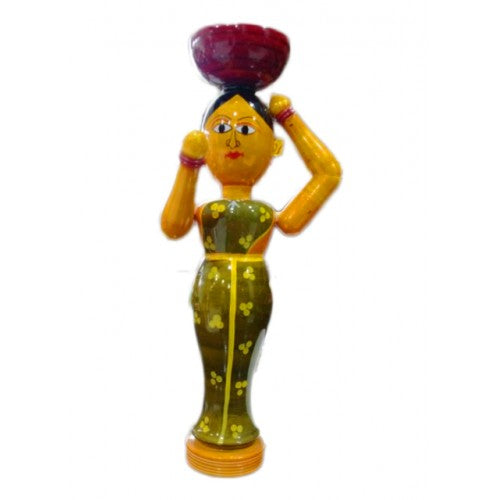 Handmade Kondapalli Bommalu Wooden Toy Elegant Village Woman For Decor Purpose