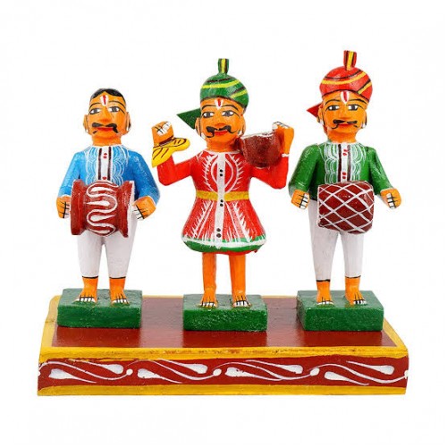 Handicraft Kondapalli Bommallu Elegant Wooden Toy of Folk Musicians
