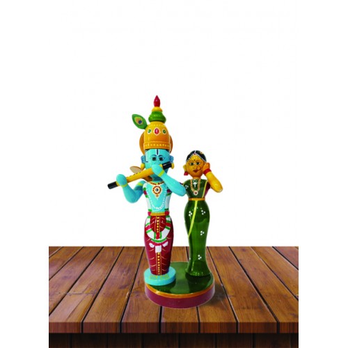 Handicraft Radha Krishna Wooden Toy Kondapalli Bommallu