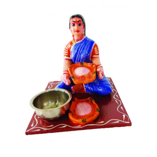 Traditional Handicraft Beautiful Working Women Design Kondapalli Bommallu Toy For Home Decor