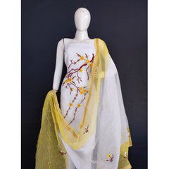 Traditional Kota Doria Suit Flower Leaf Embroidery Design For Women