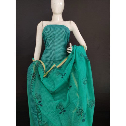 Traditional Kota Doria Suit Check Block Print For Women