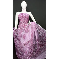 Traditional Booti Block Print Kota Doria Suit With Dupatta For Women