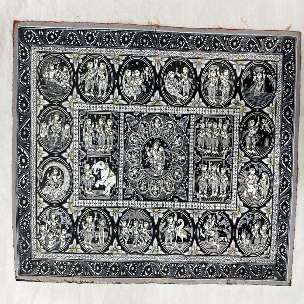 Krishna Story B & W Odisha Patchithra (19x13 inch)
