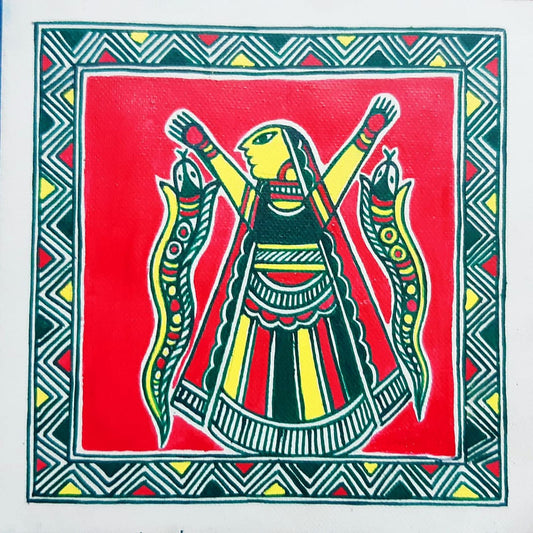 Lady With Fishes Manjusha Painting