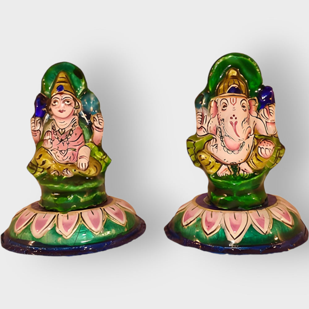 Lakshmi & Ganeshji Gulabi Meenakari Art