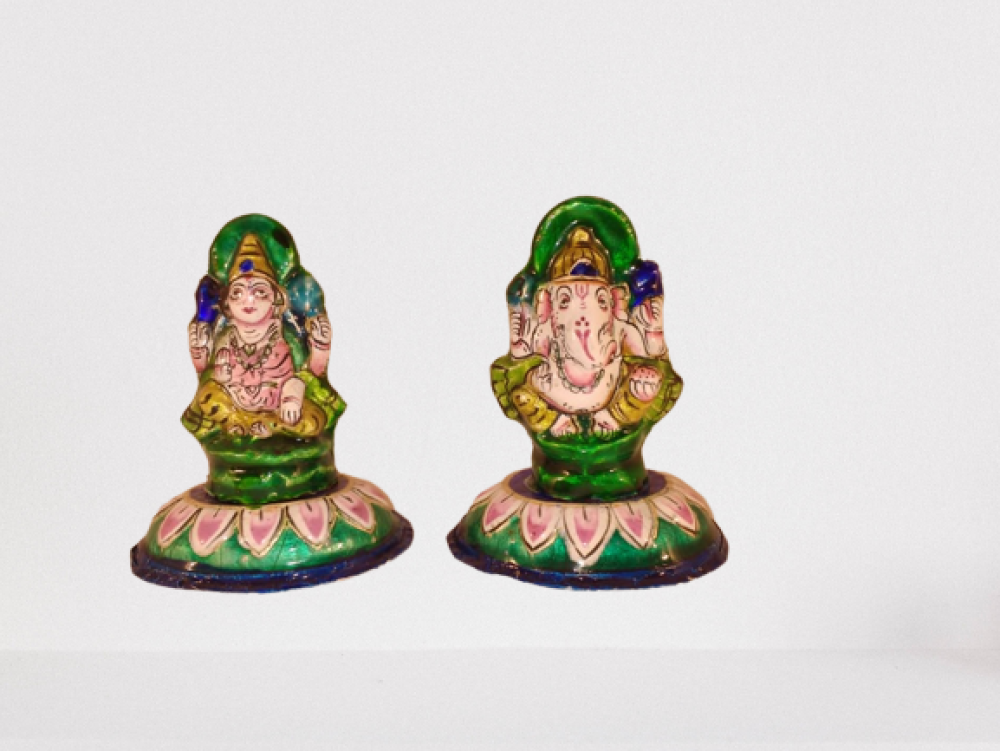 Lakshmi & Ganeshji Gulabi Meenakari Art