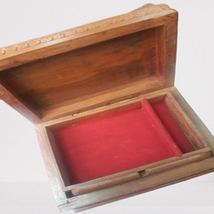 Leaf Design Jewellery Box Walnut Wood Carving