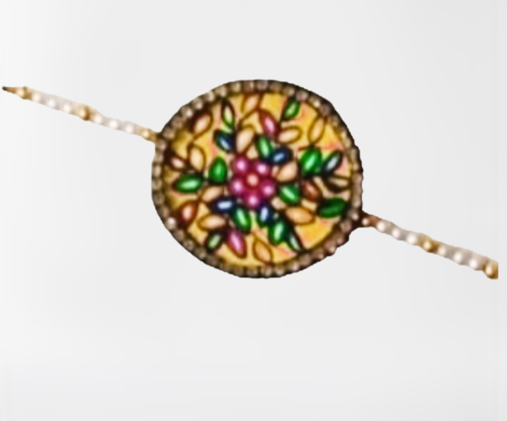 Leaf Design Madhubani Rakhi
