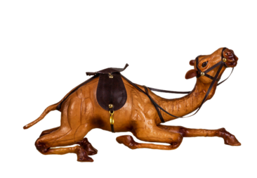 Leather Handicraft Sitting Camel - 6 Inch