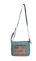 Light Blue Combo Sling Leather Bag