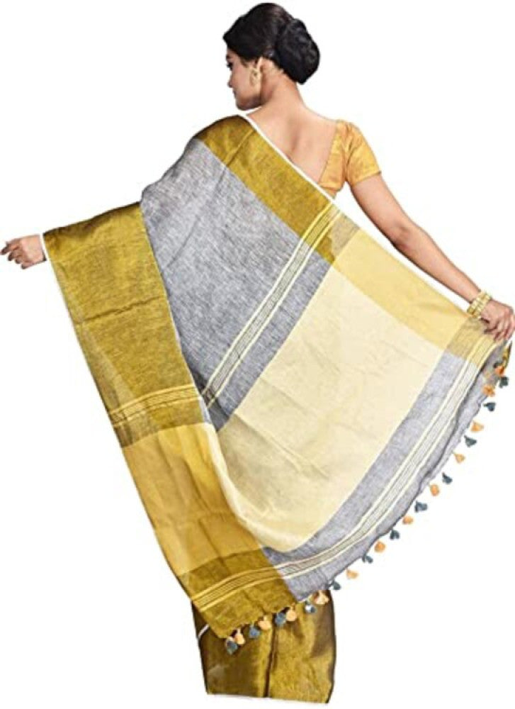 Linen By Linen Grey With Golden Border